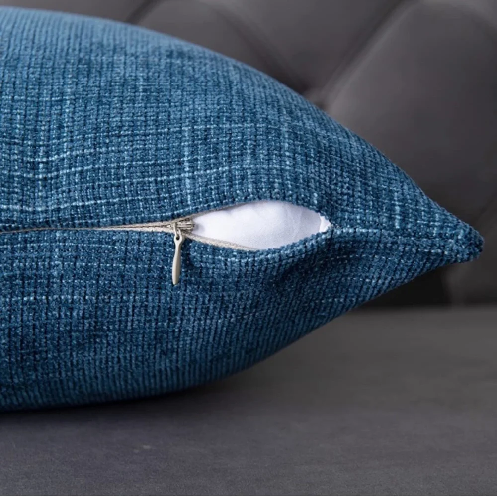 Luxury Home | Denim Blue Soft Textured Chenille Oversized Throw Pillow Covers